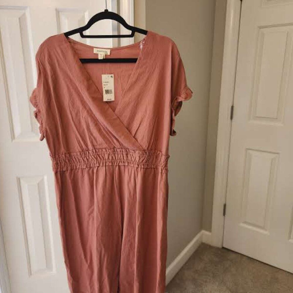 Monteau 2X Mauve Wrap Front Midi Dress - Picture 3 of 9